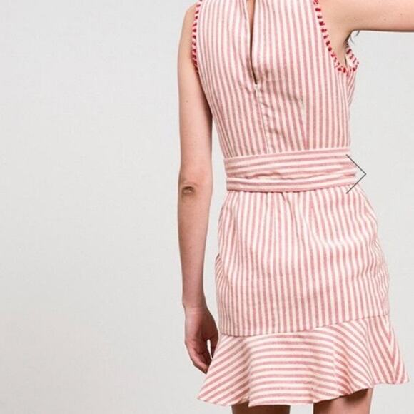 Lucy Paris Adeline Striped Cotton Ticking Flounce Hem Dress Size M - Picture 10 of 16